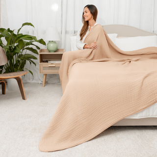 Adult Muslin Blanket in Cream
