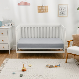 Muslin Fitted Crib Sheets, 2 Pack in Pacific Blue and Heather