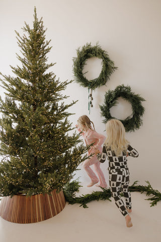 Bamboo Two Piece Pajamas | Christmas Tree Checkerboard