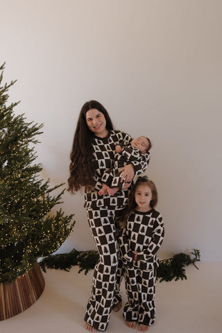 Women's Knit Pant Set | Christmas Tree Checkerboard