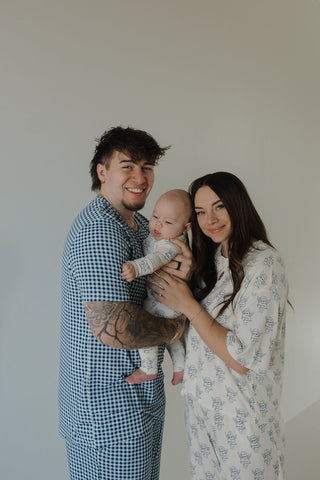 Men's Short Sleeve Pajamas | Blue Gingham