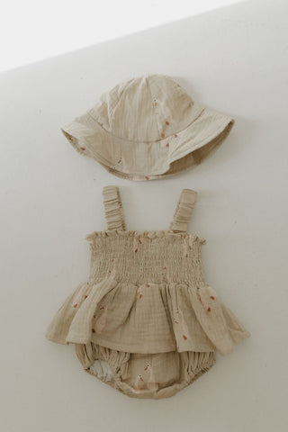 Sleeveless Muslin Romper & Hat | Silly Goose