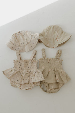Sleeveless Muslin Romper & Hat | Silly Goose