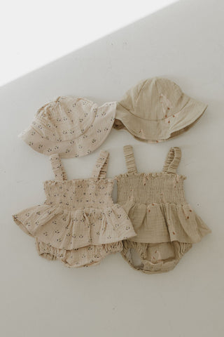 Sleeveless Muslin Romper & Hat | Silly Goose