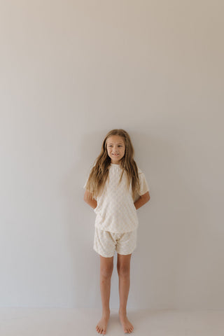 Terry Checkerboard Short Set | Cream