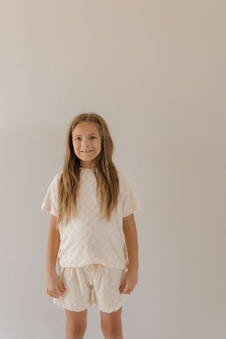 Terry Checkerboard Short Set | Cream