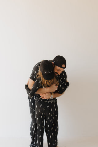 Men's Bamboo Short Sleeve Pajama | Midnight Lightning Bolt