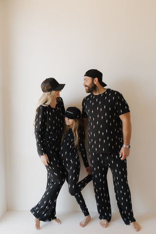 Women's Long Sleeve Bamboo Pajama | Midnight Lightning Bolt