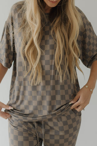 Short Sleeve Women's Bamboo Pajama | Faded Checkerboard
