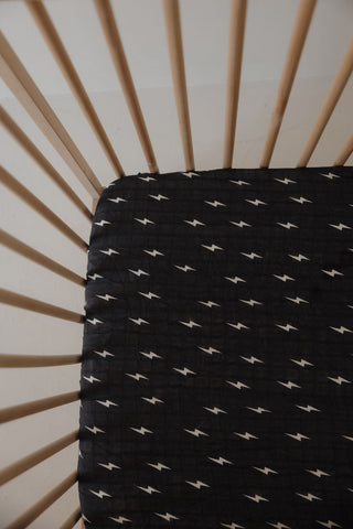 Muslin Crib Sheet | Midnight Bolt