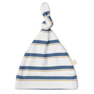 Organic Kimono Knotted Sleep Gown - Navy Stripe
