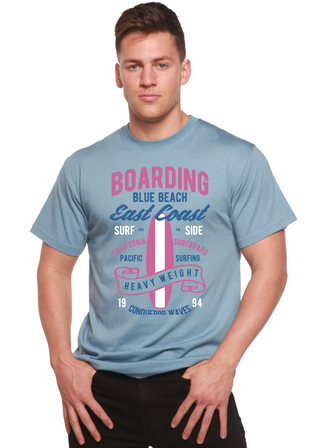 Boarding Blue Beach Men's Bamboo Viscose/Organic Cotton Short Sleeve Graphic T-Shirt