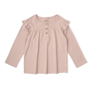 Organic Ruffle Sleeve Top Set of 2 - Petal Whispers + Dusty Rose