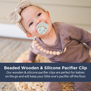 Blush Beaded Wooden & Silicone Pacifier Clip