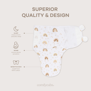 Easy Swaddle Blankets by Comfy Cubs - Rainbow Bohemian, Pack of 3