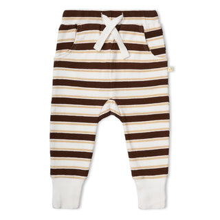 Organic Kimono Onesie & Pants Set - Cocoa Stripe