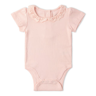 Organic Lace Collar Onesie & Tights Set - Blush