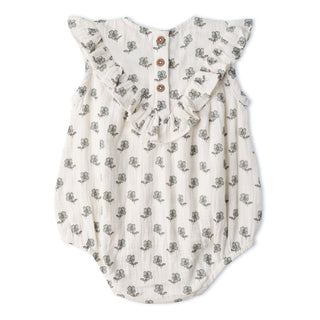 Organic Sleeveless Ruffle Bubble Romper - Poppy