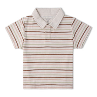 Organic Collar Tee & Shorts Set - Terra Stripes