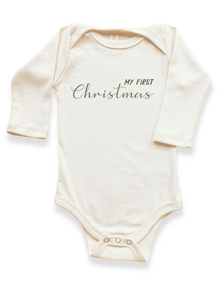 My First Christmas Organic Baby Bodysuit Long Sleeve