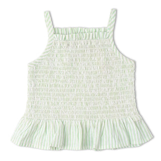 Organic Smocked Top And Bloomer Set - Basil Stripes