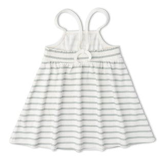 Organic Tie-Back Strap Dress - Fog Stripes