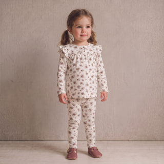 Organic Ruffle Sleeve Top Set of 2 - Winter Berry + Olive