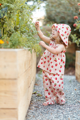 Strawberry Wide Brim Sun Bonnet Hat
