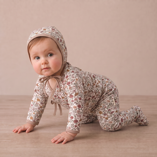 Organic Kimono Top & Footed Pants Set - Woodland Sprig