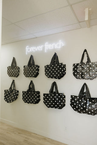 ff Warehouse Sale Tote Bag | B&W Polka Dot