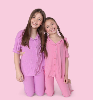 BELLA PINK RIB DREAM GIRL'S FLARE SET