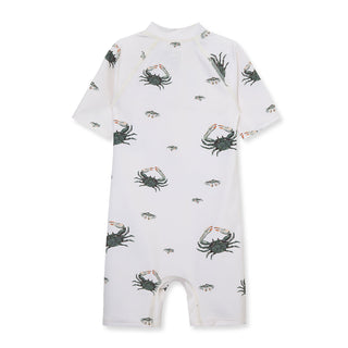 Coastal Crab Zipper Short Sleeve Shortall Swimsuit