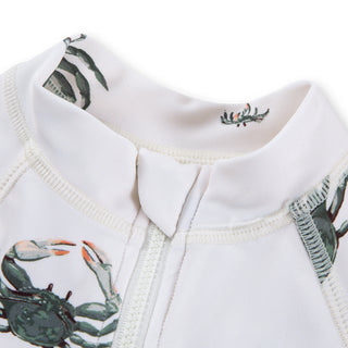 Coastal Crab Zipper Short Sleeve Shortall Swimsuit