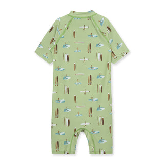 Summer Surf Zipper Short Sleeve Shortall Swimsuit