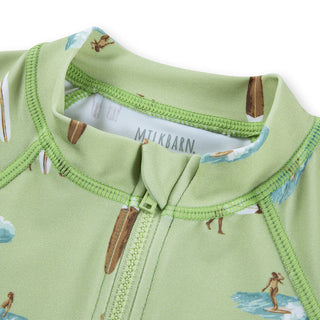 Summer Surf Zipper Short Sleeve Shortall Swimsuit