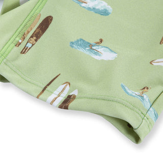 Summer Surf Zipper Short Sleeve Shortall Swimsuit