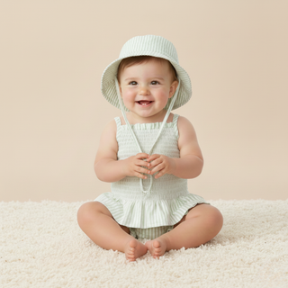 Organic Bucket Sun Hat - Basil Stripes