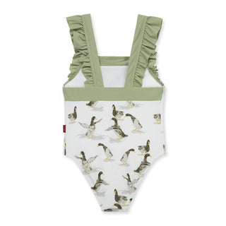 Duck Ruffle Square Neck Swimsuit