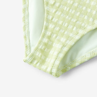 Green Gingham Ruffle Square Neck Swimsuit