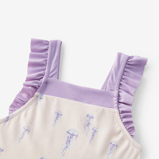 Sunset Jellyfish Ruffle Square Neck Swimsuit