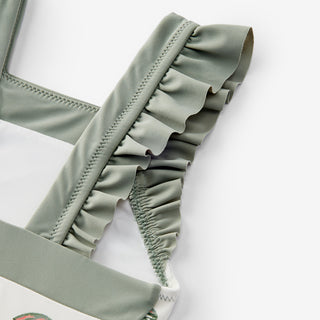 Mint Lobster Ruffle Square Neck Swimsuit