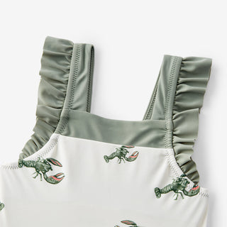 Mint Lobster Ruffle Square Neck Swimsuit