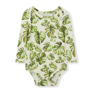 Island Leaf Cotton Stretch Long Sleeve One Piece