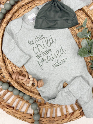 Baby Romper | For This Child We Have Prayed | Green