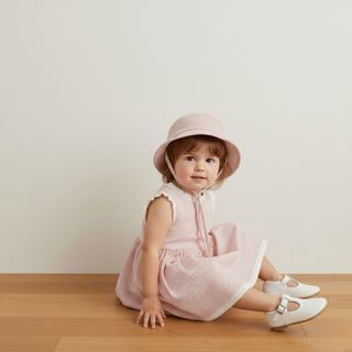 Organic Bucket Sun Hat - Coral Stripes