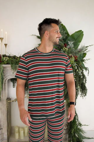 Men's Short Sleeve Pajamas | Holiday Stripe