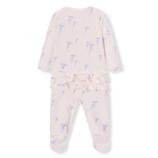 Sunset Jellyfish Cotton Stretch Ruffle Footed Romper