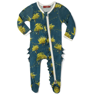 Firefly Bamboo Ruffle Zipper Footed Romper
