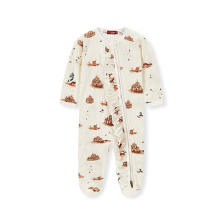 Sandcastle Organic Cotton Ruffle Zipper Footed Romper