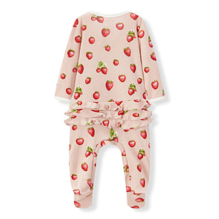 Strawberry Organic Cotton Ruffle Footed Romper